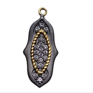 VINTAGE PAJ STERLING SILVER GOLD PLATED PENDANT CHARM WITH PAVE CRYSTALS